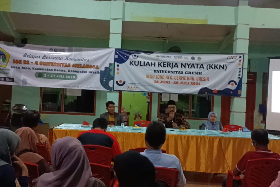 Implementasi Tridharma Perguruan Tinggi: Pemerintahan Desa Jono, Cerme, Gresik Siap Menyambut Mahasiswa KKN Unigres