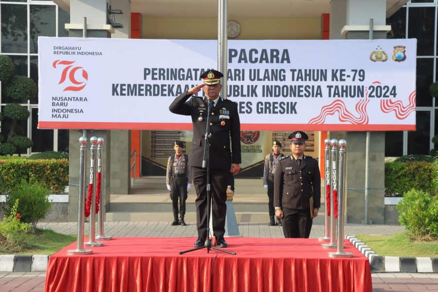 Nusantara Baru Indonesia Maju; Kapolres Gresik Hadiri Upacara HUT kemerdekaan RI ke 79 di Pemkab Gresik