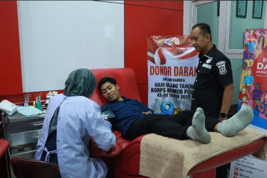 Polres Gresik Gelar Donor Darah Eks Brimob, Rayakan HUT ke-80 Brimob Polri dengan Aksi Kemanusiaan