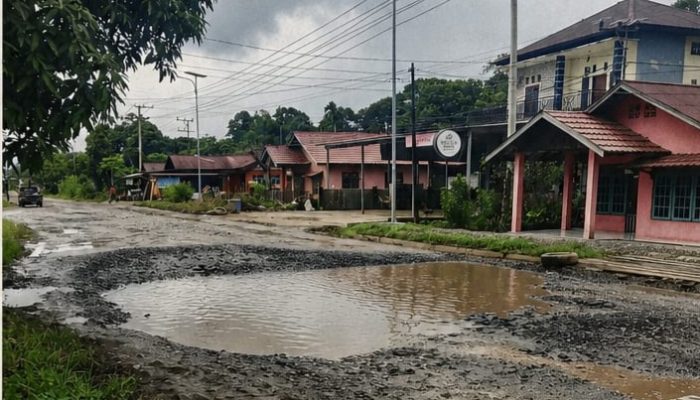 Jalan Poros Menuju RS HIS Simpang Raya Rusak Parah, Warga Keluhkan Minimnya Perhatian dari Pemerintah